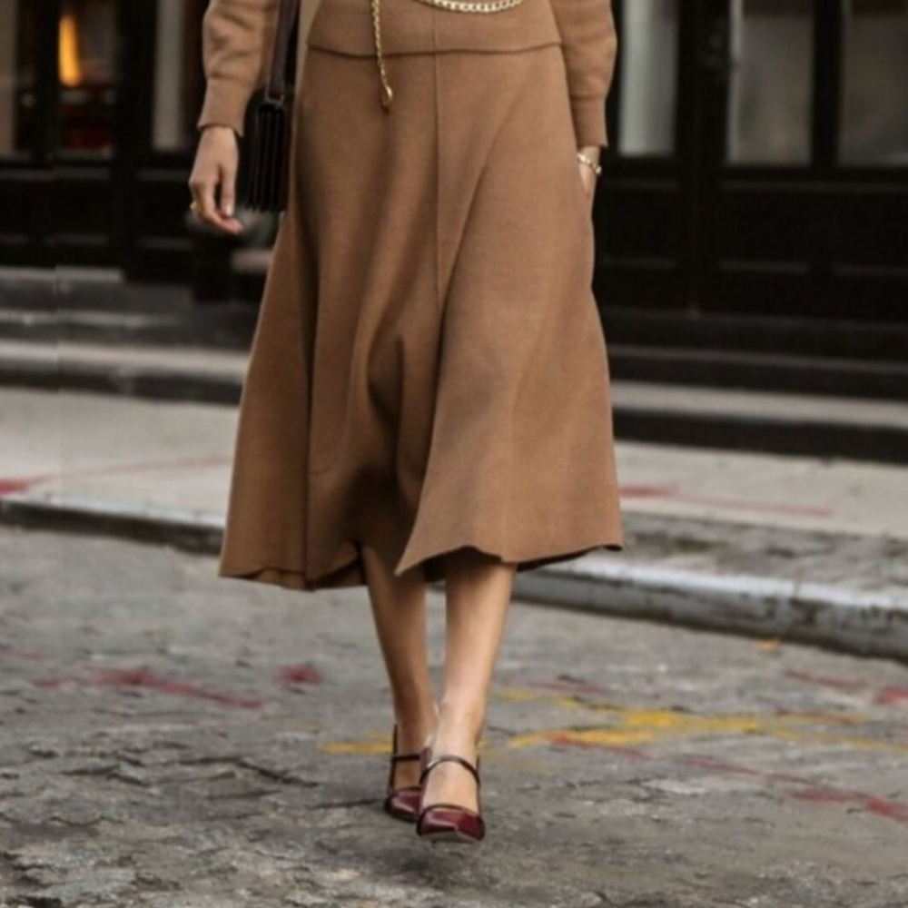 NWT WORTHINGTON PLUS SIZE A-LINE SWEATER MIDI SKIRT IN TOAST SIZE 2X